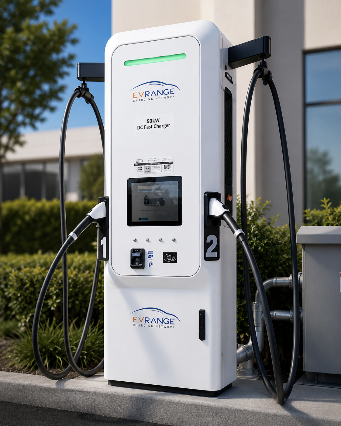 EV fast charger close-up installation
