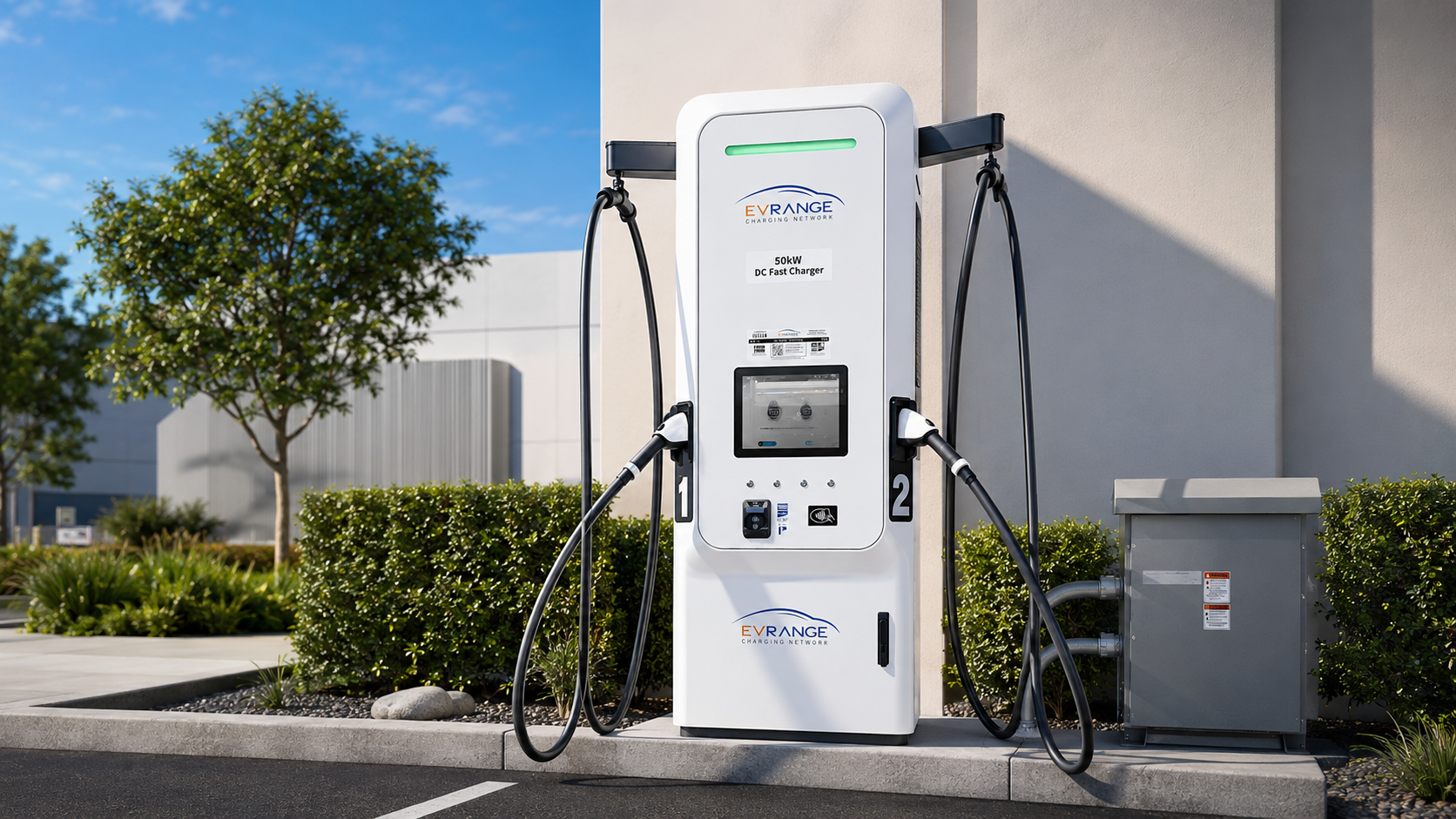 Wide commercial EV charging station installation